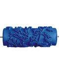 Premium 5 Inch Rubber Patterned Paint Roller Featuring An Ergonomic Handle, blue design for adding patterns to walls.