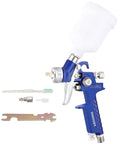 Pro Level Mini Hvlp Paint Sprayer With Gravity Feed Cup And Genuine Stainless Steel 1.0Mm Nozzle with accessories for car detailing.