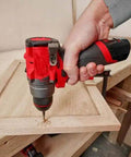 User operating a Straight Up Powerful Brushless Drill Driver Compatible With Milwaukee M12 12V Half Inch Cordless Power Tool Bare Unit on wood.