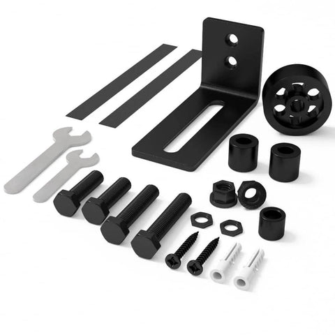 Sliding Barn Door Floor Guide 2 Pack For Bottom, 8 Setup Options, Adjustable Stay Roller Fits All Size Doors, Matte Black Kit