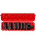 Top Rated 1/2 Inch Drive Socket Set For Impact Wrenches With 11 Piece Metric Hex Kit Made From Heavy Duty Chrome Vanadium Steel Perfect For Tough Jobs And Deep Guts Garage Work, red case open