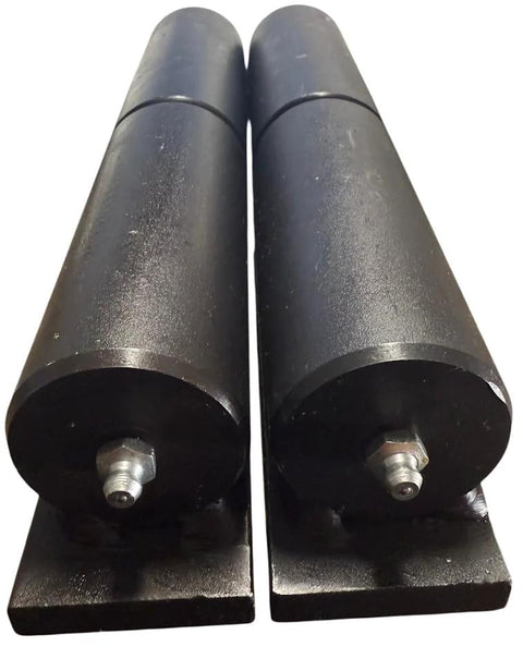 Two black 9-inch barrel hinges with plates for weld-on gates and doors (heavy-duty)