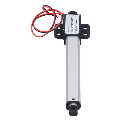 12V Micro Linear Actuator With 100mm Stroke, 8mm Per Second Travel, 70N Force, low noise, shown with beefy geared motor.