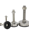 Stainless Steel 85mm Adjustable Leveling Feet With M16 Threaded Shaft, Heavy-Duty Rubber Damping Pad For Industrial Machinery