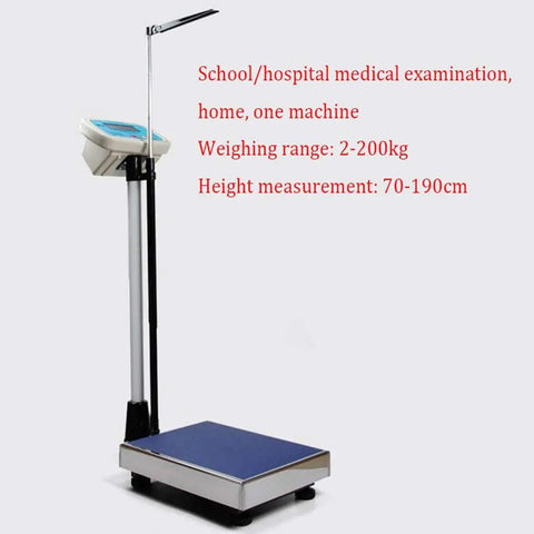 Hassle Free Heavy Duty Digital Floor Scale Waterproof Bench Platform Built Tough For Luggage Postal Shipping Foldable Design tracks weight and height measurements.