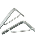 Heavy Duty Aluminum L Shaped Wall Shelf Brackets Built Tough Corner Supports For DIY Wooden Floating Shelves, showing two silver brackets.