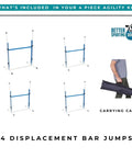 4 Pack Adjustable Dog Agility Bar Jumps With Cup Strips For Backyard Training and Competition includes carrying case
