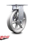 Swivel caster with top plate, V-groove semi-steel wheel, 8 in diameter x 2 in wide, Service Caster, 1250 lb capacity.