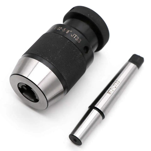 Heavy Duty Drill Press Chuck Kit With JT33 Mount And MT2 JT33 Arbor, Keyless Design, High Precision CNC Machined Steel