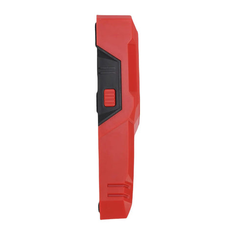 Side view of Stud Finder Wall Scanner 7 in 1 LCD Display Metal Wood Stud Detector with red casing and button.
