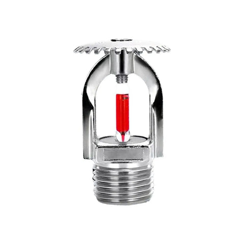 Heavy Duty Fire Sprinkler Heads 1/2 Npt 155 Fahrenheit 4 Pack upright chrome sprinkler with red glass bulb.