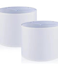 Set Of 2 Drum Lamp Shades For Table And Floor Lamps 13x13x10 Inches Large White Linen Replacement Double Fabric Construction