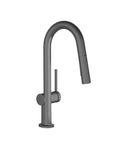 hansgrohe Talis N Pull Down Kitchen Faucet, Modern, Magnetic Hand Sprayer, 1-Handle, 1.75 GPM, Brushed Black Chrome, 72866341 sleek profile with high arch spout