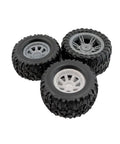 4Pcs RC Car Wheel Set With Rubber Tires And Metal Shaft Axles, Dope 55mm Diameter Wheels, 24mm Width, 3mm Shaft, 100mm Rods