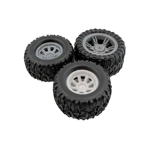 4Pcs RC Car Wheel Set With Rubber Tires And Metal Shaft Axles, Dope 55mm Diameter Wheels, 24mm Width, 3mm Shaft, 100mm Rods