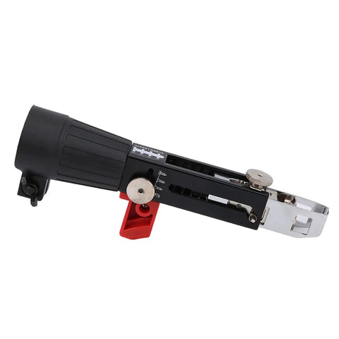 QuickDraw Drill Chain Belt Screw Gun Adapter For Electric Drills Automatic woodworking tool with adjustable depth and steel components.
