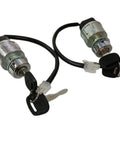 Jwdawn 2 Pcs Jk404C Ignition Key Switch For Electric Forklift showing two metal switches with keys, wires, and connectors.