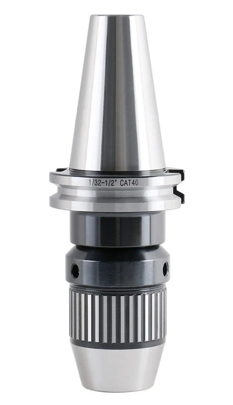 0 To One Half Inch CAT40 CNC Integral Keyless Drill Chuck For Precision Milling, 0.002 Inch Runout, Built Tough, Seamless Spindle Fit, Secure Hold, Ideal For CNC Machining Centers