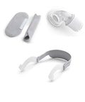 All In One Accessory Kit For Nasal And Pillow Masks With Elbow Head Strap And Soft Wraps One Size Fits All For A Quieter, Cozier Sleep Experience All Night. gray mask elbow, strap, soft wraps