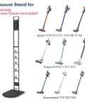 Versatile Vacuum Stand And Wall Mount For Dyson V12 V15 V11 V10 V8 V7 And Cleaning Robots Cordless Vacuum Storage Dock displayed with compatible vacuums.