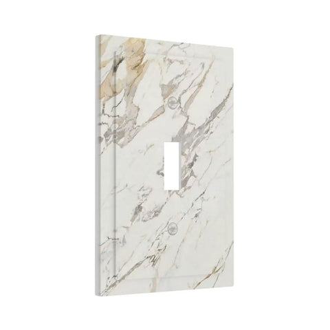 Absolute Game Changer With This Sleek Gray White Marble 1 Gang Switch Cover featuring a modern abstract design and hidden screws.