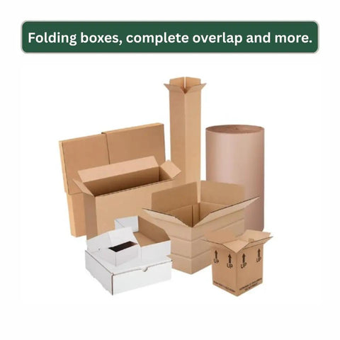 Various folding boxes including large and small sizes for complete overlap, used with Smooth Shooting Pneumatic Cartoning Stapler Driving RR1 Series Staples With 5/8 Or 3/4 Inch Legs For Locking Down Folding Boxes With Zero Fuss Heavy Carry Performance.