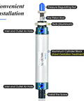 Pro Grade Double Acting Air Cylinder 32mm Bore 75mm Stroke with PT1/8 Port Aluminum Body, showing pressure nut and piston rod