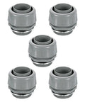 Five Pack Ridiculously Tough Two Inch NPT Plastic Flexible Conduit Connectors gray PVC fittings for cable routing.