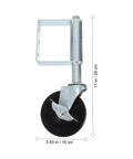 Heavy Duty Gate Caster Set With Spring Loaded Shock Absorbing Wheel For Gates And Fences, 75Kg Load Capacity shown vertically