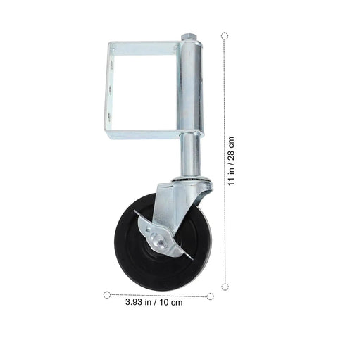 Heavy Duty Gate Caster Set With Spring Loaded Shock Absorbing Wheel For Gates And Fences, 75Kg Load Capacity shown vertically