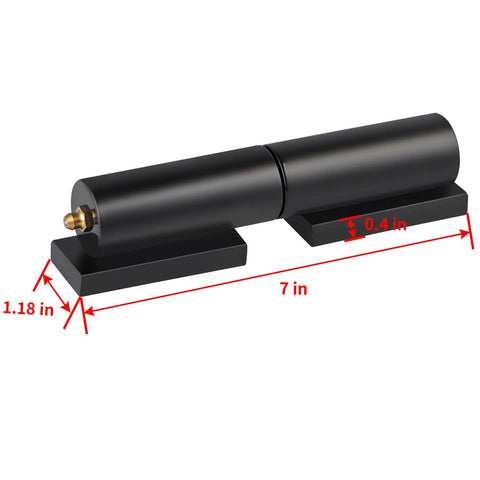 Black metal 7-in barrel gate hinge with base mounts and brass pin, for swing gates or trailer ramps.