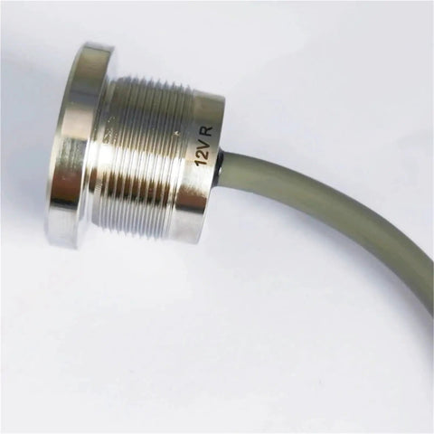 Side view of Beefy 22Mm Stainless Steel IP68 Waterproof Ring Illuminated Piezo Push Button Switch With 1M Cable White Momentary 10NO 5V