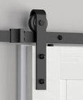 Sliding Barn Door Hardware Roller Set Black With J Shape Hangers Carbon Steel Powder Coated For Heavy Duty Use 265 Lb Capacity