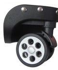 Premium Replacement Luggage Wheels Roller Bearing Repair Kit For Double Row Trolley Spinner Casters Built With Rubber Material To Fix Old Suitcase Gear And Handle Frequent Travel Wear And Tear Perfect For Saving Dough To Get Back On The Road., single luggage spinner wheel with black rubber housing and silver bearing detail