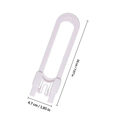 U Shaped Adjustable Cabinet Locks 15 Pack With Tool Free Installation For Kid Safe Home In Kitchen Drawers And Cabinets Built Tough With ABS Plastic Easy Fit Keeps Kids And Pets Out, showing dimensions
