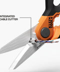 Stainless Steel Electrician Scissors With Serrated Blade And Built In Data Cable Stripper 7 Inch Pro Grade Heavy Duty Wire Shears