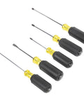 Five Piece Precision Screwdriver Set With Machined Tips For A Tight Fit Phillips And Slotted Four Inch And Six Inch Handles