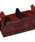 Single unit 1NO normally open contact block for 22mm control stations, red screw connector plastic terminal for pushbutton switches.