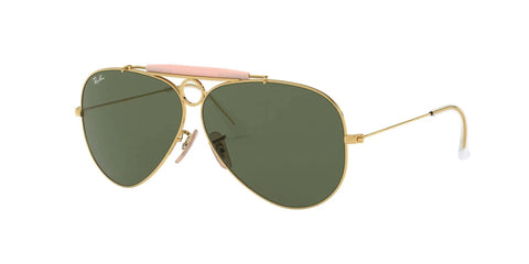 Shooter Aviator Sunglasses, Metal Frame With Gold Blush And G-15 Green Lenses, 62mm, Prescription Ready, side view