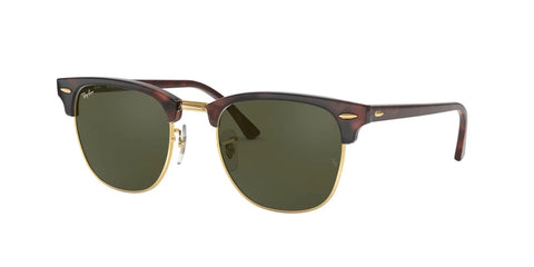 RB3016 Square Sunglasses With Tortoise On Gold Frames And G15 Green Lenses, 51mm, Classic Clubmaster Style For Men And Women, Made In Italy