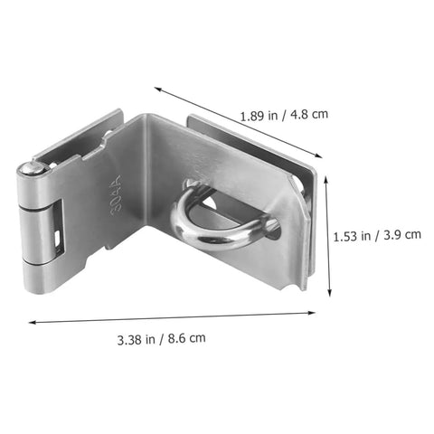 Heavy Duty 4 Inch Stainless Steel Barn Door Latch For Secure Pool Gate And Wooden Fence Install With Rock Solid 90 Degree Hasp Design, showing dimensions.