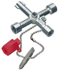 Heavy-Duty Long Reach Control Cabinet Keys For Gas Water And Electrical Shutoffs 3-inch tool with chain and red cover