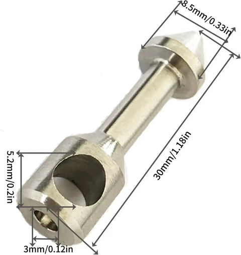 Close-up of 316 stainless steel wishbone insert with dimensions for spearfishing and speargun bands, durable divers accessory.