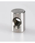 Heavy Duty 304 Stainless Steel Barrel Nut Dowel Set for Wood Furniture showing single cylindrical metal nut with threaded hole