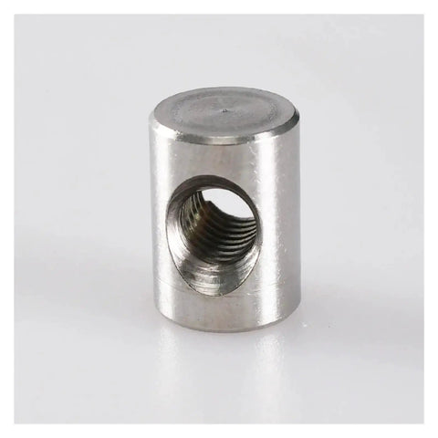 Close-up of 304 stainless steel barrel nut from Pro Grade Wood Fastener Kit With Barrel Nuts Embedded Bolts And Dowel Pins In M4 M5 M6 sizes