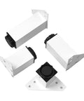 Adjustable Furniture Feet Set 4 Pack Black And White Aluminum Alloy Cabinet Legs lying on a white surface