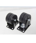 Heavy Duty Twin Wheel Swivel Casters With Silent Rollers; durable nylon wheels on metal mounting plates for easy installation.