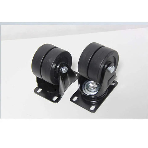 Heavy Duty Twin Wheel Swivel Casters With Silent Rollers; durable nylon wheels on metal mounting plates for easy installation.