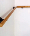 Rock Solid Wood Handrail With Heavy Duty Mount Brackets, Adjustable Non Slip Safety Grab Bar For Home Stairs, Hella Secure Support Rail For Seniors And Toddlers, No Sweat Wall Grip Setup on wall corner.