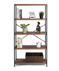 Low Key Very Sturdy Open Bookcase Flex Your Apartment Vibe Easy Peasy To Build Room Storage Organizer Display Rack X Back Wall Shelf For Living And Bedroom Spaces 31 By 14 By 63 Inches with books and decor items.